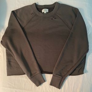 Aerie Distressed Dark Grey Cropped Sweatshirt XS